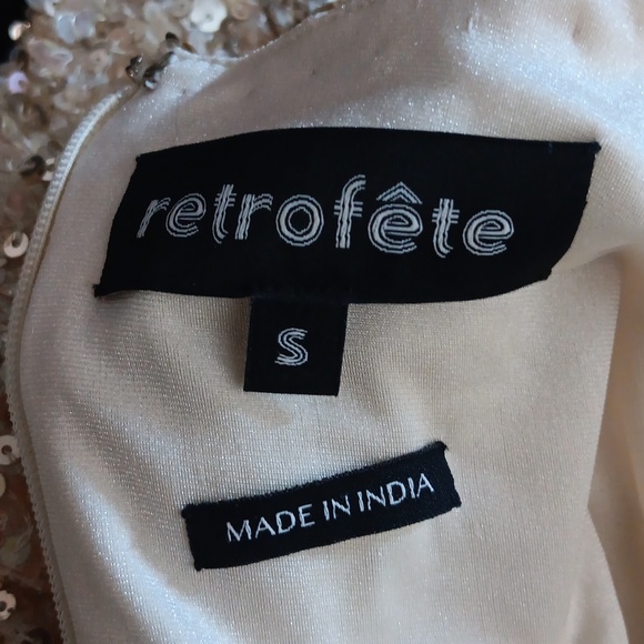 Retrofete Aubrielle Dress In Champagne Size Small - Picture 6 of 10
